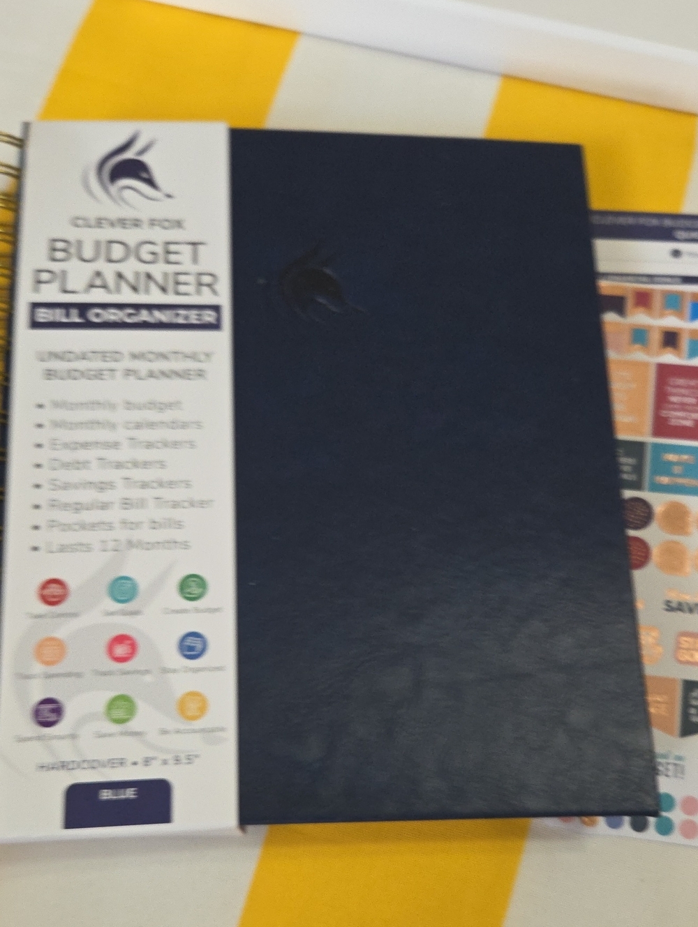 Clever Fox Budget Planner Bill Organizer Undated 12 Month Blue Hardcover NEW